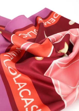Pañuelo Cosmic Tigers 90x90cm Rosa-Naranja Lola Casademunt