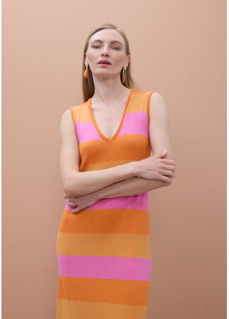 Vestido Tricot Rayas Bicolor con Lurex