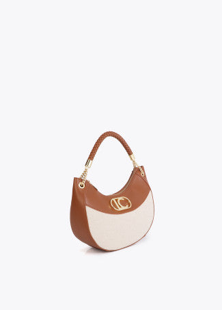 Hobo Efecto Piel y Canvas Bicolor Crudo-Marron Lola Casademunt LS2604036