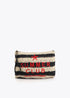 Cartera Efecto Rafia a Rayas con Bordado en 3d Negro-Crudo Lola Casademunt LS2604095