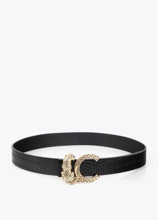 Cinturón Reversible Coco Hebilla Lc Animal Negro-Negro Lola Casademunt
