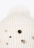 Gorro Tipo Punto con Perlas y Cristales Crudo LF2607026