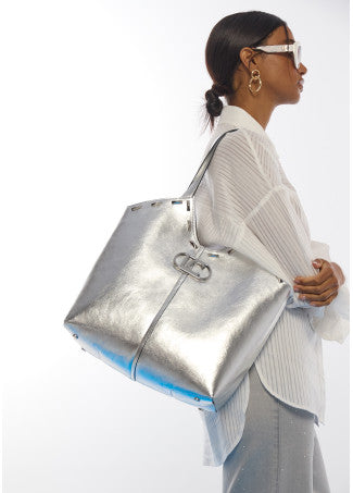 Shopper Metalizado Tachas Rectangulares