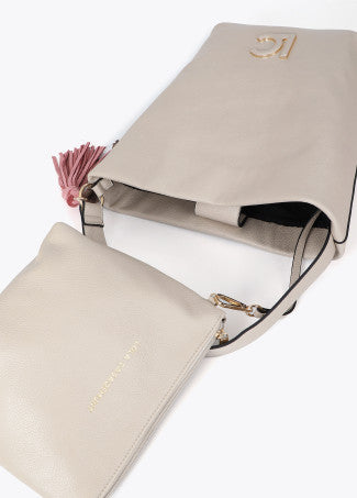 Shopper Efecto Piel con Pompones a Contraste Crudo Lola Casademunt