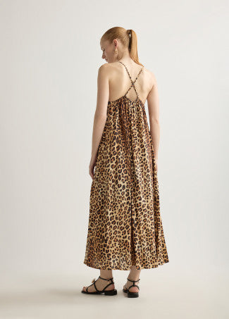 Vestido Largo Tirantes Animal Print Marron-Multicol Lola Casademunt LS2616004