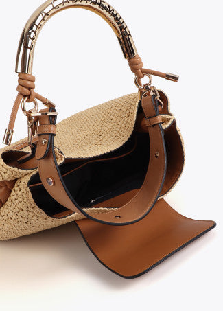 Shopper Combinado Efecto Rafia Asa Troquelada Logo Crudo Lola Casademunt LS2604056