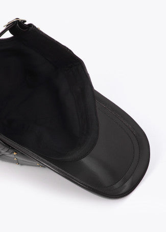 Gorra Pespunteada con Detalle de Mini Tachas Negro Lola Casademunt