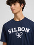 Silbon Camiseta Raquetas Lettering Azul Marino