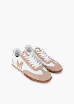 Deportiva con Logotipo de Tachas Combinada en Diferentes Materiales y Piel Crudo-Marron Lola Casademunt