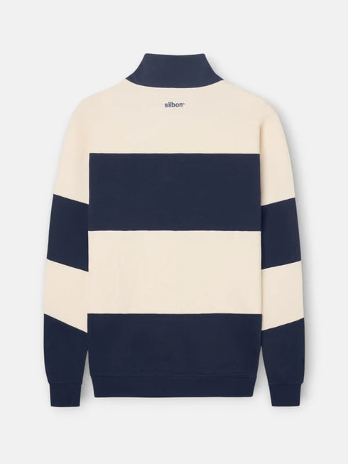 Silbon Sudadera Media Cremallera Raya Ancha Azul Marino