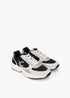 Deportiva con Suela Tipo Running Combinada en Diferentes Materiales y Piel Negro-Crudo Lola Casademunt