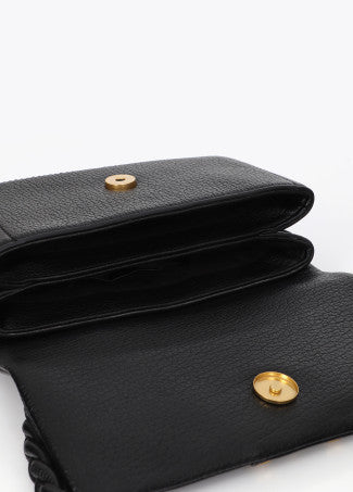 Bandolera con Solapa Asa Trenzada Negro Lola Casademunt