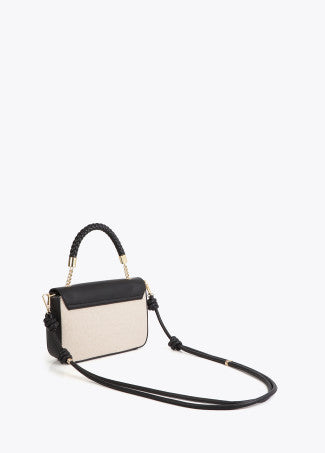 Bandolera con Solapa Efecto Piel Bicolor Crudo-Negro Lola Casademunt LS2604037