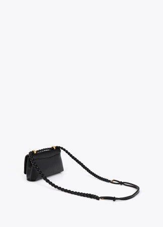 Bandolera con Solapa Asa Trenzada Negro Lola Casademunt