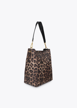 Shopper con Detalle de Cadena y Logo Leopardo Efecto Piel Marron-Negro LF2604085