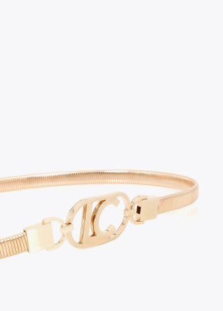 Cinturón Metal Stretch Logo Ovalado Dorado Lola Casademunt