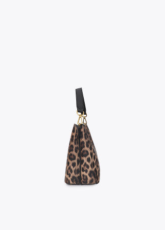 Bandolera con Cierre Solapa y Logo Leopardo Marron-Negro LF2604083