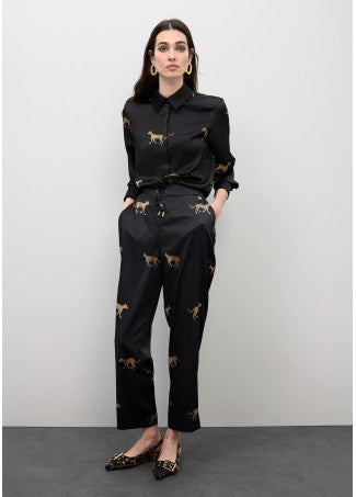 Jogger Satinado Print Leopardo Negro-Marron Lola Casademunt LS2614022
