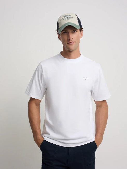 Silbon Camiseta Raquetas Lettering Blanca