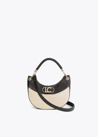 Hobo Efecto Piel y Canvas Bicolor Crudo-Negro Lola Casademunt LS2604036