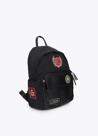 Mochila Nylon con Parches Negro Lola Casademunt