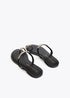 Zapato Plano en Tejido Tipo Grosgrain con Pieza Logotipada Negro Lola Casademunt LS2605056