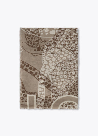 Fular Siluetas Tigres 100*200cm Beige Lola Casademunt