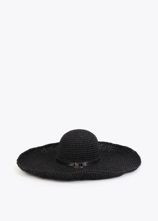 Sombrero de Ala Ancha en Efecto Rafia Negro Lola Casademunt LS2607008