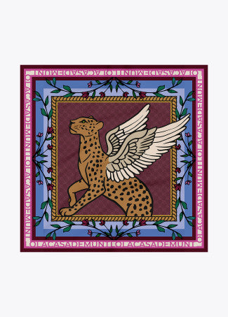 Pañuelo Tigre Alado 90x90cm Rojo-Azul Lola Casademunt