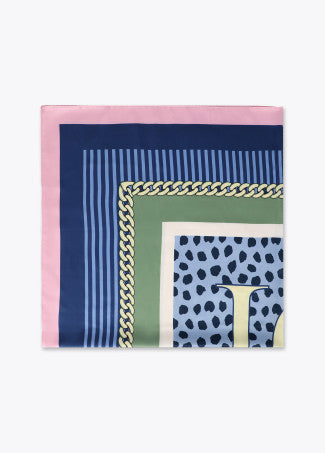 Pañuelo Lc Blue Animal 90x90cm Azul-Verde Lola Casademunt
