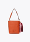 Bandolera Efecto Piel con Pompones a Contraste Naranja Lola Casademunt