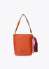 Bandolera Efecto Piel con Pompones a Contraste Naranja Lola Casademunt