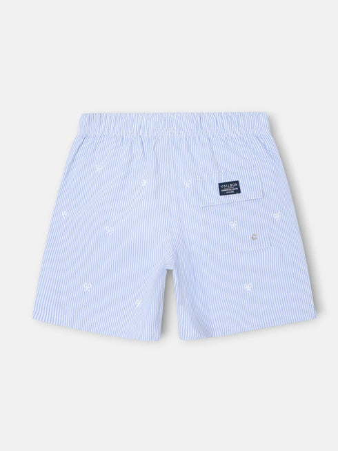 Silbon Bañador Rayas Finas Logo Azul Claro