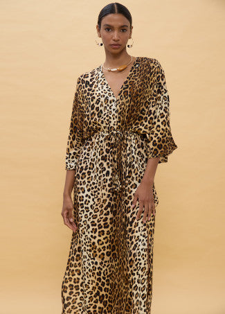Vestido Largo Mangas Anchas Animal Print Marron-Multicol Lola Casademunt LS2616021