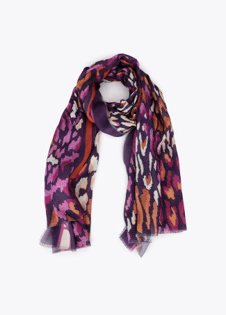Fular Motivo Floral 100x200cm Rosa-Naranja Lola Casademunt