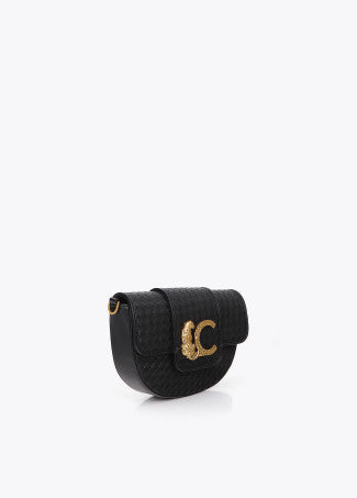 Bandolera Media Luna Material Trenzado Negro LF2604018