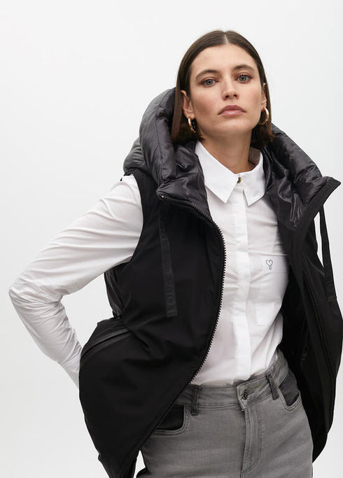 Chaleco plumas midi doble tejido NEGRO LF2501006.00N LOLA CASADEMUNT