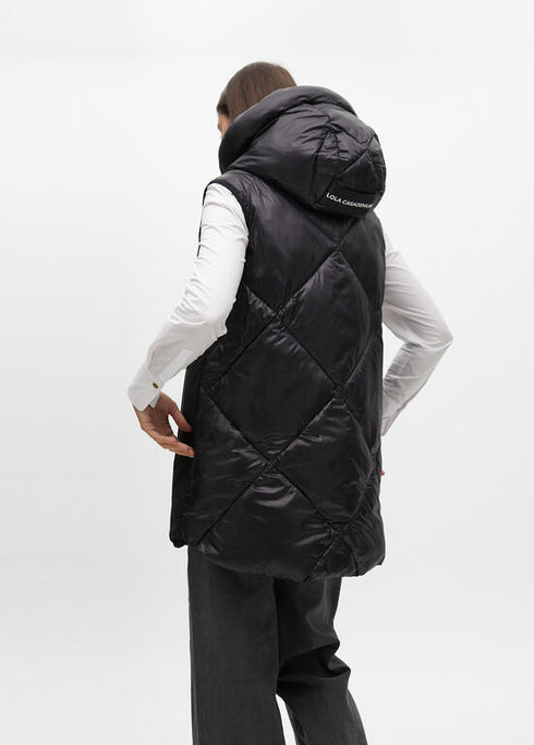 Chaleco plumas midi doble tejido NEGRO LF2501006.00N LOLA CASADEMUNT