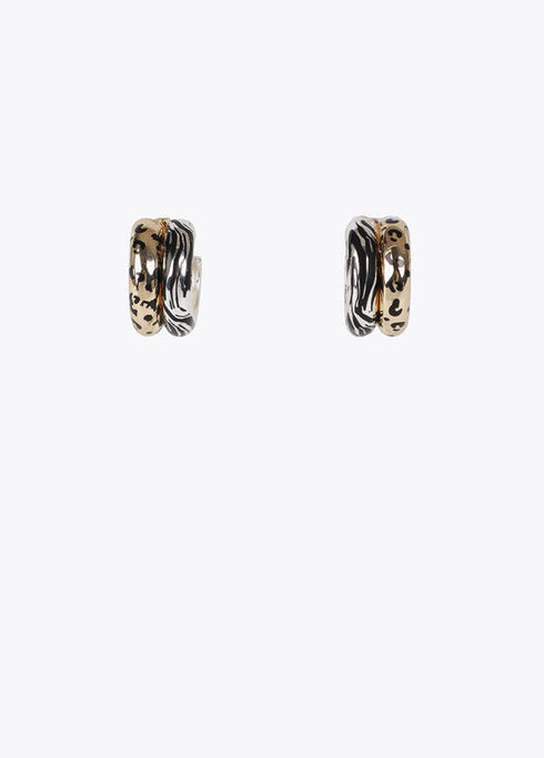 Pendientes doble aro print animal bicolor LOLA CASADEMUNT METAL-METAL LF2503008.2MM.U
