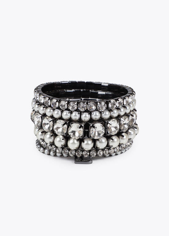 Pack pulseras elasticas efecto joya y perla LOLA CASADEMUNT GRIS METALIZADO LF2503014.0M4.U