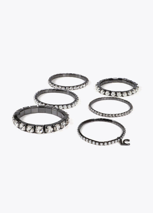 Pack pulseras elasticas efecto joya y perla LOLA CASADEMUNT GRIS METALIZADO LF2503014.0M4.U