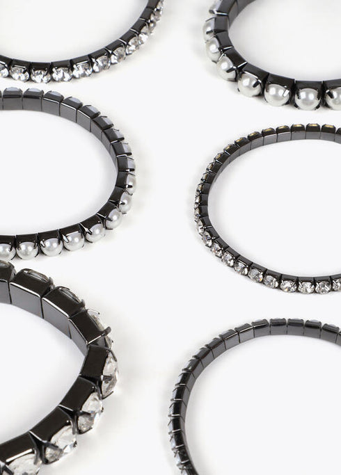 Pack pulseras elasticas efecto joya y perla LOLA CASADEMUNT GRIS METALIZADO LF2503014.0M4.U