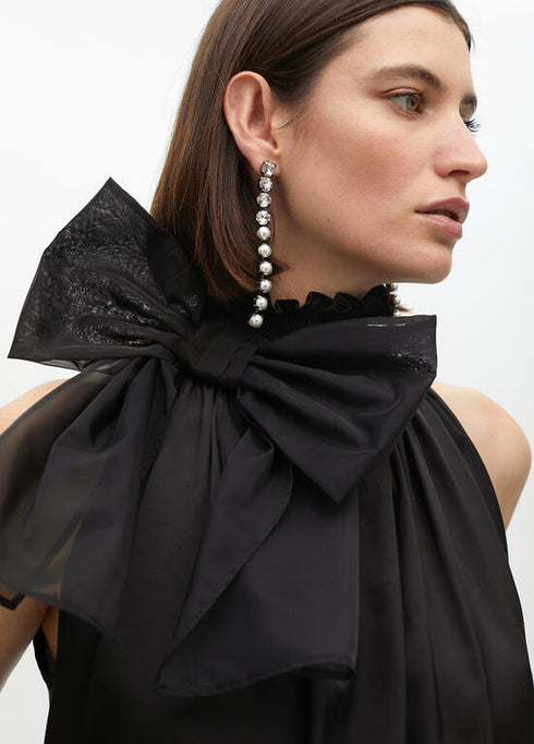 Pendientes LOLA CASADEMUNT joya tira cristales y perlas GRIS METALIZADO LF2503024.0M4.U