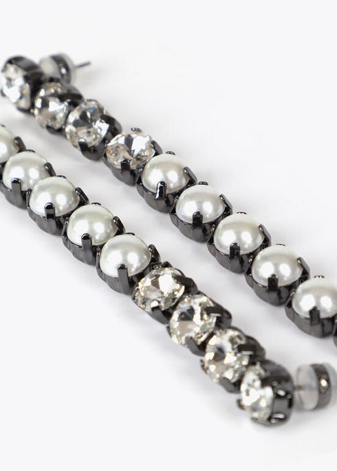 Pendientes LOLA CASADEMUNT joya tira cristales y perlas GRIS METALIZADO LF2503024.0M4.U