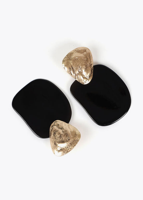 Pendientes LOLA CASADEMUNT dos piezas combinado metal y acrilico NEGRO LF2503034.00N.U