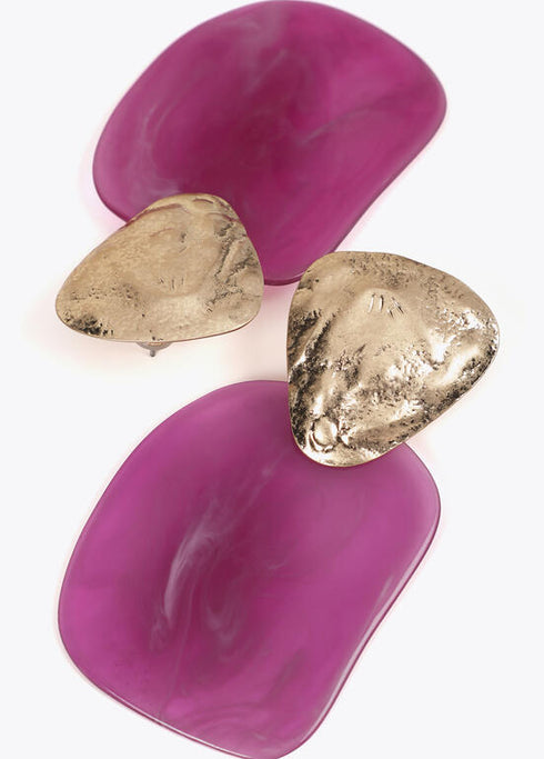 Pendientes LOLA CASADEMUNT dos piezas combinado metal y acrilico BUGANVILIA LF2503034.021.U