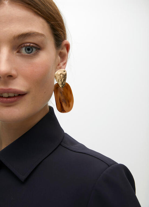 Pendientes LOLA CASADEMUNT dos piezas combinado metal y acrilico MARRON LF2503034.057.U