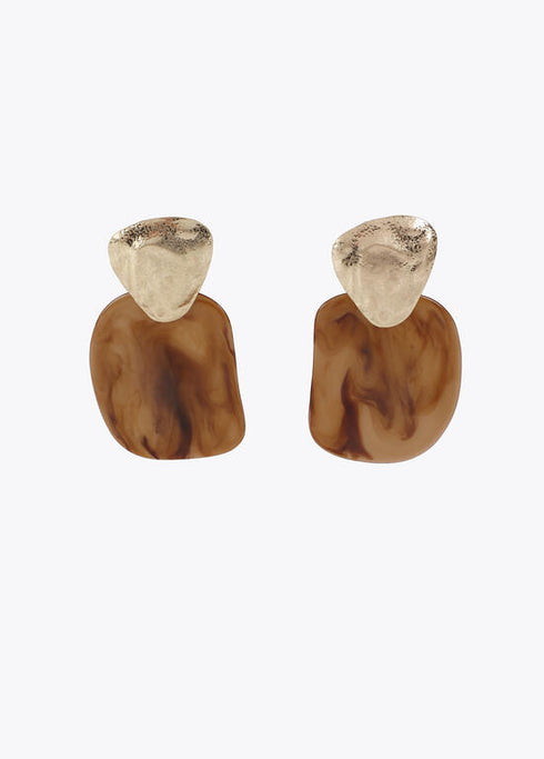 Pendientes LOLA CASADEMUNT dos piezas combinado metal y acrilico MARRON LF2503034.057.U