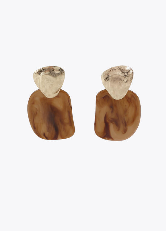 Pendientes LOLA CASADEMUNT dos piezas combinado metal y acrilico MARRON LF2503034.057.U