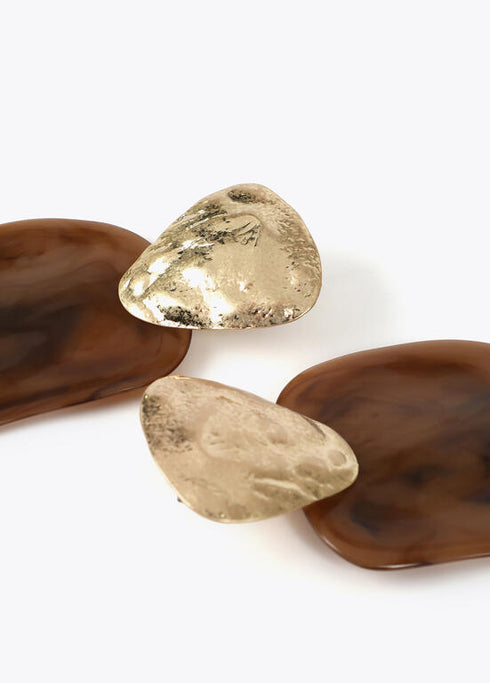 Pendientes LOLA CASADEMUNT dos piezas combinado metal y acrilico MARRON LF2503034.057.U